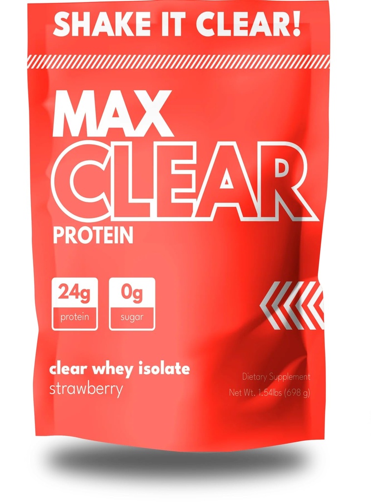 Max Clear Protein | 24g Protein | Clear Whey Isolate | Promotes Muscle Growth, Strength and Recovery (Strawberry)