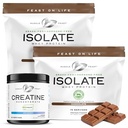 Muscle Feast Creapure Creatine Monohydrate - Unflavored 300g (x1) and Isolate Whey Protein Powder - Chocolate 5lb (x2) - Muscle Recovery and Performance Bundle