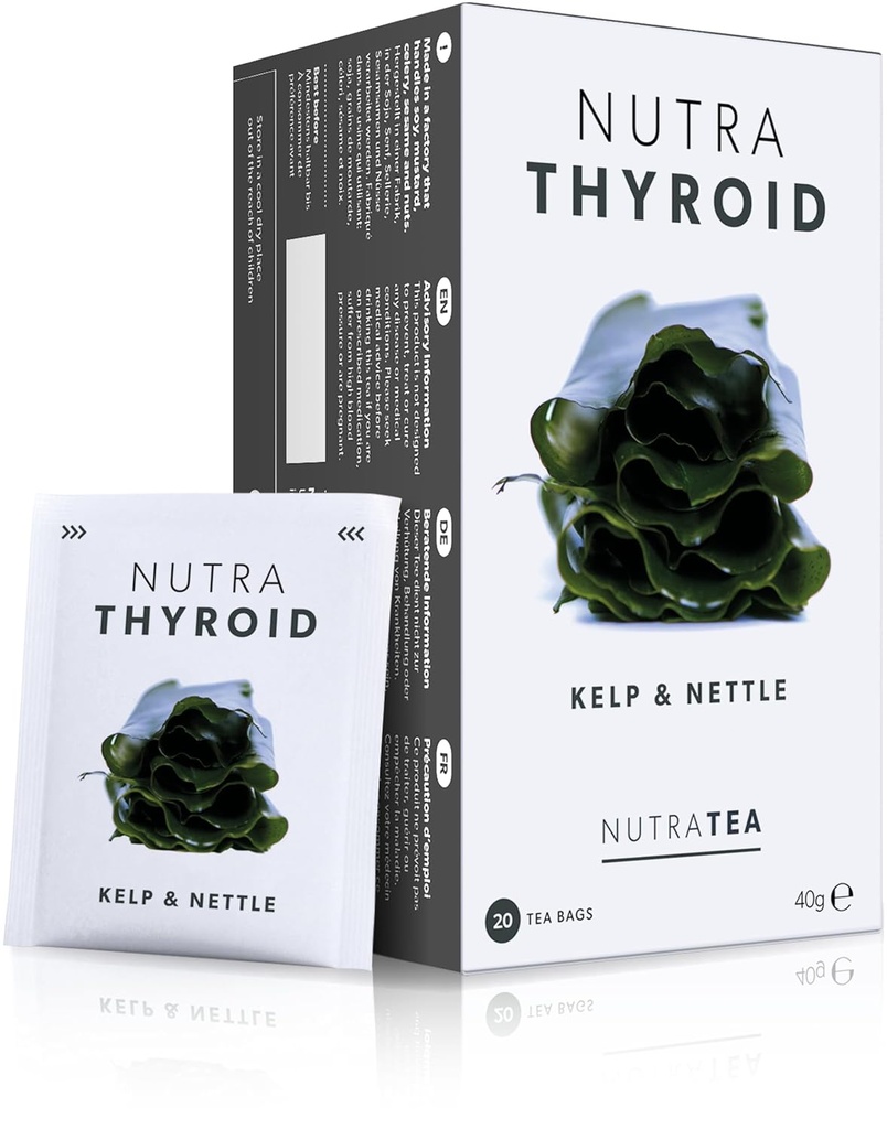 NUTRATHYROID - Schilddrüsen-Gesundheits-Tee | Metabolismus-Tee - Bereitstellung von Schilddrüsen-Unterstützung - Inklusive Kelp, Bladderwrack & Ashwagandha - 60 Umhüllte Teebeutel - von Nutra Tea - Kräutertee - (3 Pack)