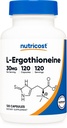 Nutricost L-Ergothioneine Supplement 30mg Per Serving, 120 Capsules for 120 Servings Per Bottle - Mushroom Derived Amino Acid, Vegan, GMO-Free, Gluten-Free