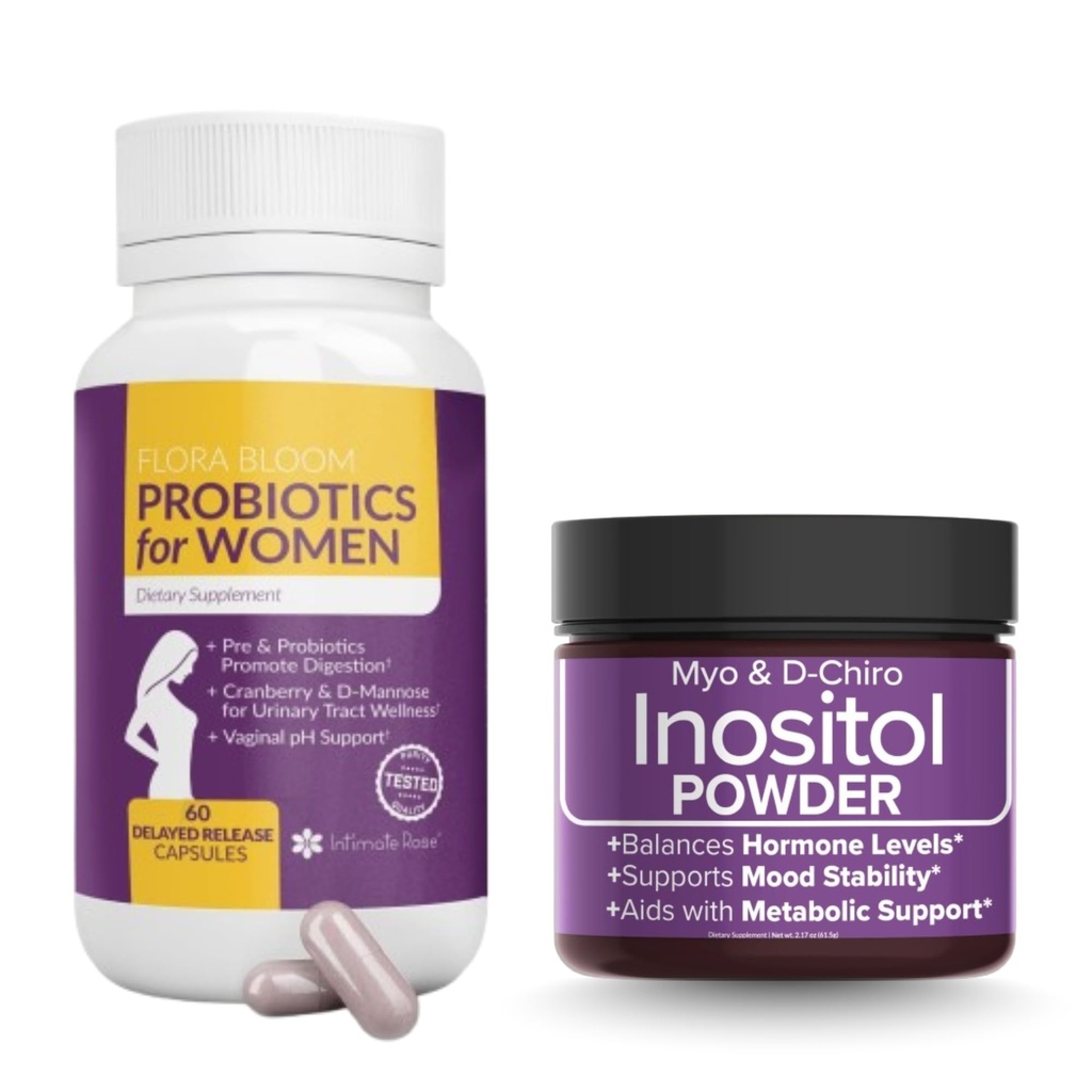 Sparen Sie 10% auf Women's Health & Wellness Bundle – Vaginal Probiotics + Myo & D-Chiro Inositol Pulver für Hormonal Balance, Gut und Urinary Support
