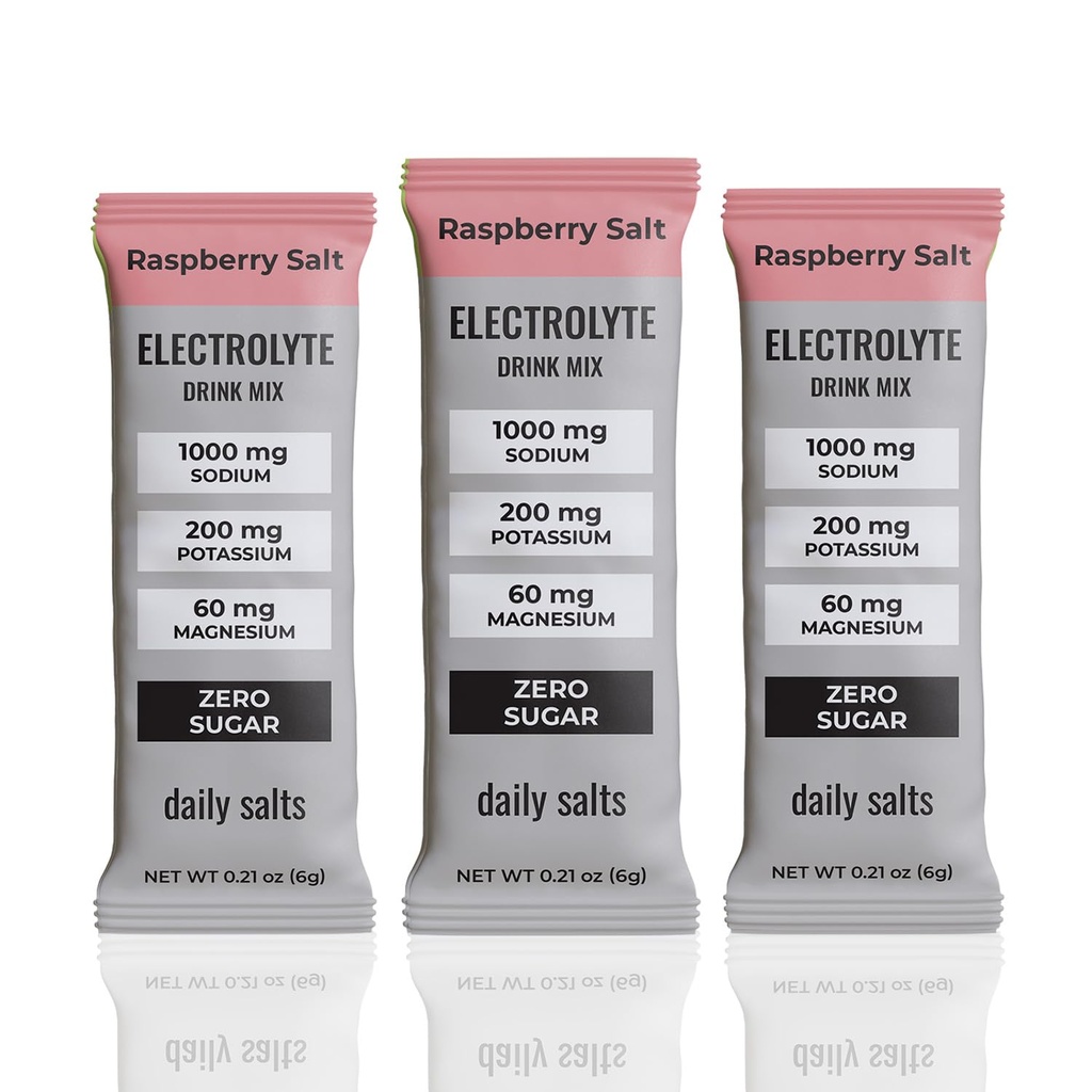 Electrolyte Drink Mix – Hydration Packets | Raspberry Salt | Zero Sugar | Key Nutrients: Sodium, Magnesium, Potassium | Supports Keto & Fasting | 30 Count