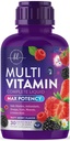 Liquid Multivitamin - Sugar Free Daily Multi Vitamin for Women, Men & Kids, Vitamins A, C, D, B-12, Biotin & Zinc - Supports Faster Hair Growth & Skin Wrinkles, Vegan, Non-GMO, Berry Flavor, 15 Fl Oz