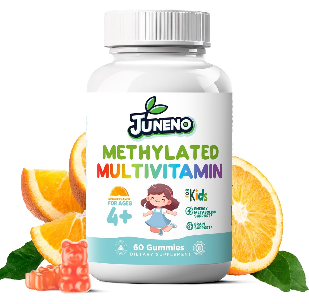 Methylated Multivitamin Gummies for Kids - MTHFR Support Supplement with B Complex 5-MTHF Folate (L-Methylfolate) B1 B3 B6 Methylcobalamin B12 Biotin Vitamins A C D3 E - Vegan Gluten Sugar Free