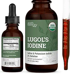 Bio Lugol's Iodine, Iodine und Kalium Iodide 2% Lösung 3000 mcg - Flüssige Ergänzung Tropfen für Schilddrüsenunterstützung für Frauen und Männer, Stoffwechsel Gesundheit, Detox Boost - Non-GMO, 395 Portionen (2 Oz)
