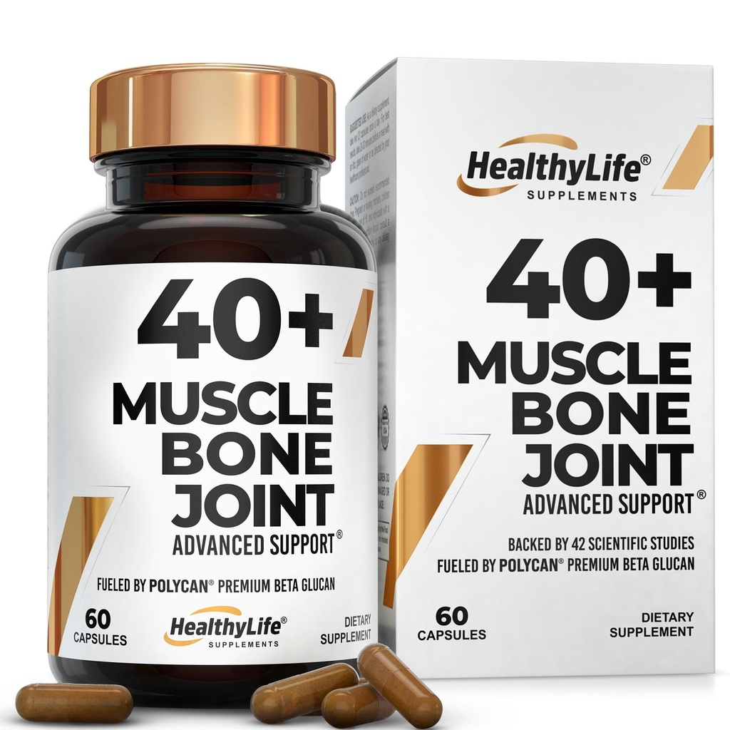 Helps Preserve Muscle After 40 | Clinically Studied Polycan Beta-Glucan | Supports Strength Bone Density & Joint Mobility | 40+ Scientific Studies | 60 Caps
