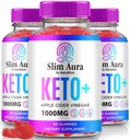(3 Pack) Slim Aura Keto ACV Gummies, Official Slim Aura Keto Gummies For Weight Loss, Natural Keto Plus Apple Cider Vinegar Gummy, Premium Keto+ACV Formula, SlimAura ACV Keto Gomitas (180 Gummies)