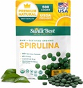 Sunlit Best Spirulina Tablets - Organic Spirulina Tablets USDA Premium 500 Count - Natural Spirulinas Organic Burst for Immune Support Muscle Growth, Energy Boost w/Chlorophyll - High Protein, Non GMO