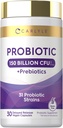 Carlyle Probiotic with Prebiotics | 150 Billion CFU | 30 Capsules | Delayed Release | 31 Probiotic Strains | with Prebiotic Fiber | Vegan, Non GMO, Gluten Free