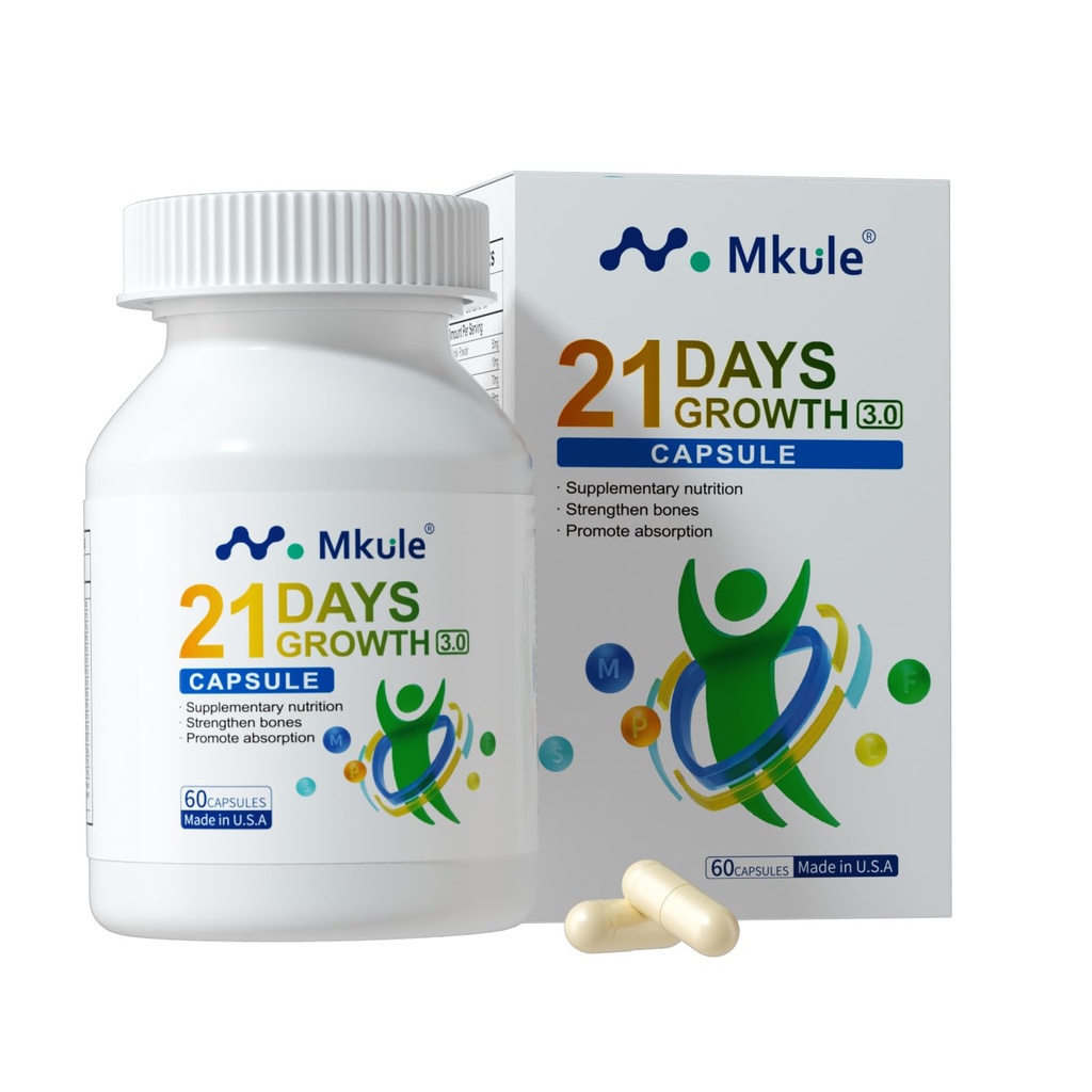 Height Growth Supplement, Bone Strength Support for Kids & Teens (Ages 6-24), Immunity Support System, Advanced Formula with Vitamin D3 & K2, Calcium, L-Lysine and Multivitamins, 60 Capsules