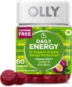 OLLY Daily Energy Gummy, Koffeinfrei, Vitamin B12, CoQ10, Goji Berry, Adult Chewable Supplement, Tropical Flavor - 60 Count