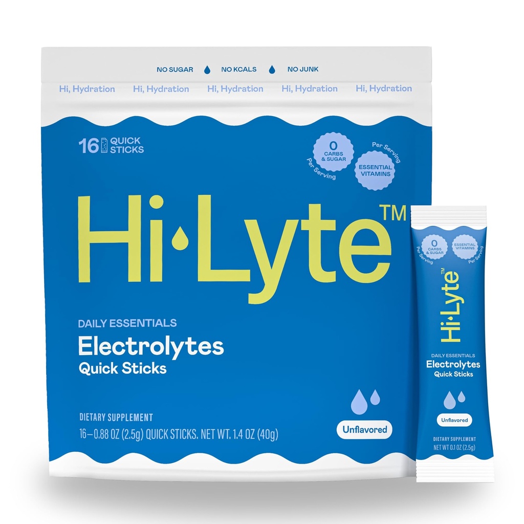 Hi-Lyte Electrolytes Packets - Unflavored Electrolytes Without Stevia - Sodium, Potassium, Magnesium, Vitamins - Hydration for Daily Wellness, Keto, Fasting - No Sugar, No Carbs