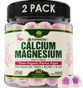 2 Pack - Pflanzenbasierte Kalzium-Gummien 600mg mit Vitamin D3 K2, Magnesium, Zink für Knochenstärke, Zucker freie Kalzium-Ergänzungen für Frauen und Männer (Certified Vegan) aus Sustainable Organic Red Algae