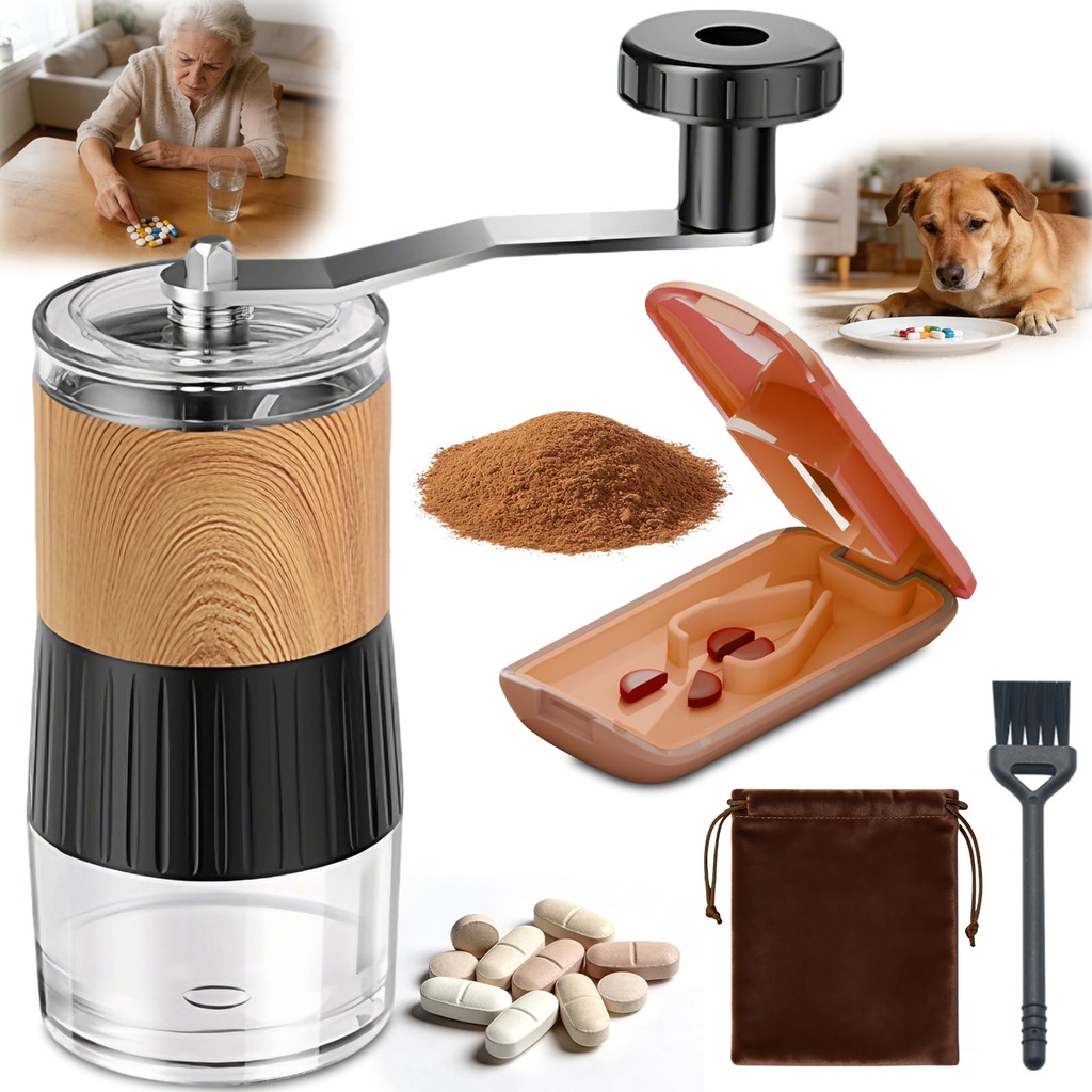 Small Portable Pill Crusher Grinder to Fine Powder for Elderly - Crushes Multiple Pills, Small and Large Medication and Vitamin Tablets - Great for Feeding Tube, Kids, Pets - Ideal for Travel