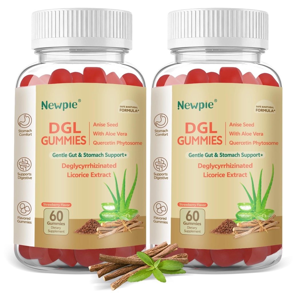 DGL Gummies | Deglycyrrhizinated Licorice Root Extract, Quercetin, Aloe Vera, Anise Seed Powder | Gut Health, Stomach Soothe, Gerd Support, Digestive Comfort | Gluten Free, 120 ct(Strawberry Flavor)