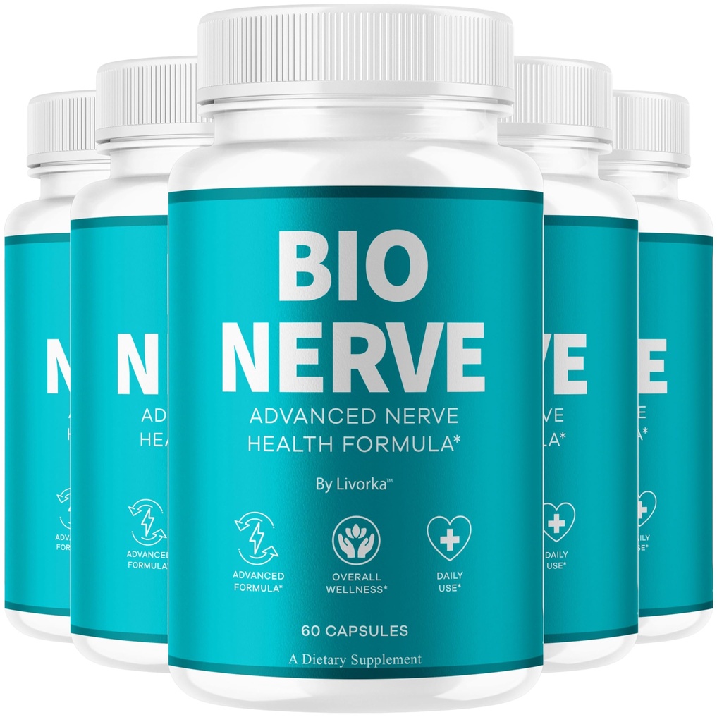 (5 Pack) Bio Nerve - Official Bio Nerve Supplement Capsules Advanced Nerve Health Formula, BioNerve Premium Formula All Natural Support Reviews for Overal Health & Wellness, 300 Capsules for 5 Months