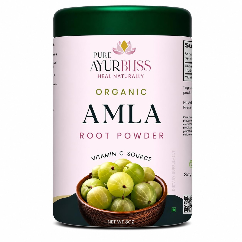 100% Organic Amla Powder, Ayurvedic Blend for Digestive Health, Vegan & Gluten-Free Nutrition, Natural Vitamin C Source for Hair, Skin, & Daily Wellness Vitality - 8oz Tin Box