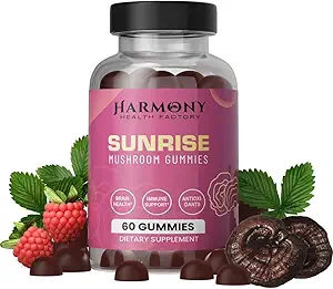 SUNRISE 10x Potency Mushroom Supplement Gummis für Energie, Stimmung und Immununterstützung mit Bio Lion's Mane, Cordyceps, Reishi, Chaga und Türkei Tail Nootropic Adaptogenic Flavor 60 Count