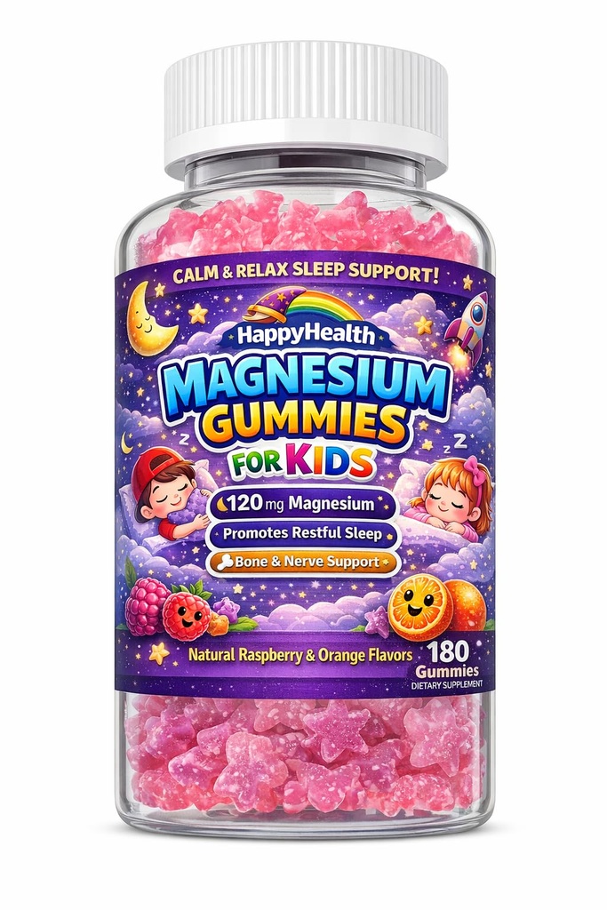 (3Pack) Magnesium Glycinate Gummies for Kids, Sugar Free Magnesium Glycinate Supplement with B6, L-Theanine for Sleep & Relaxation, Melatonin Free Gummies