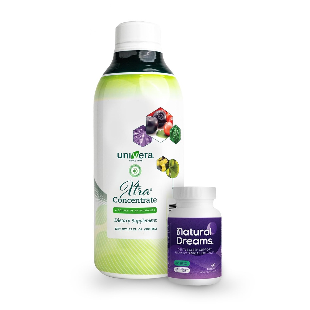 Univera Revitalize & Rest Combo Pack für verbesserte Wellness, Natürliche Energie für Tag, Tiefen Schlaf bei Nacht mit Xtra Konzentrat & Natürliche Träume