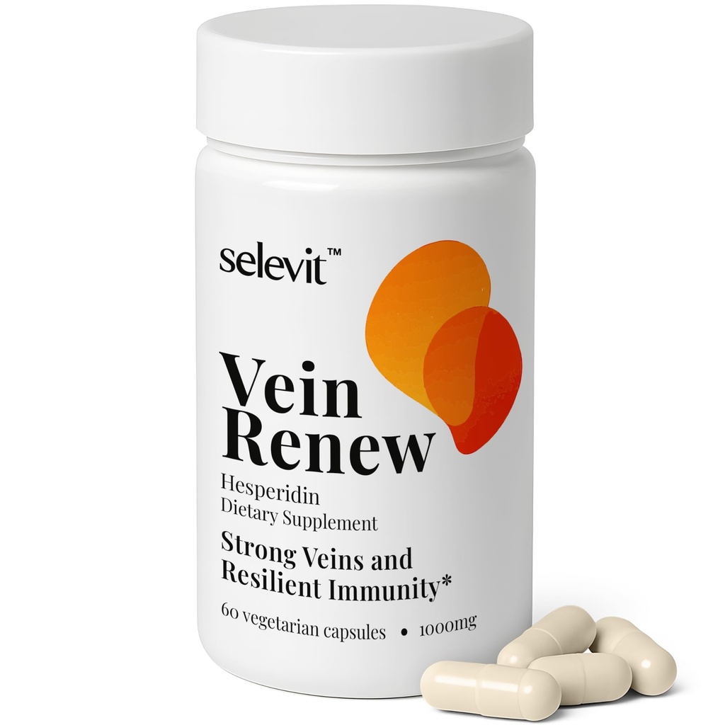 Vein Renew (Hesperidin) 1000mg - 60 Vegetarian Capsules, Dietary Supplement, Natural Antioxidant, General Wellness & Circulation, 30-Day Supply, GMP-Certified, Made in USA
