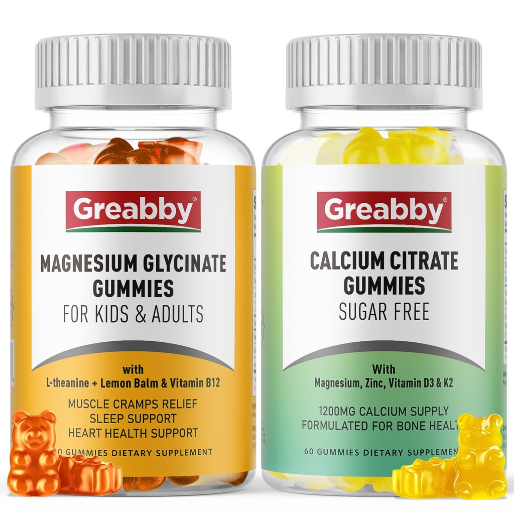 Magnesium-Glycinat-Gummien, Calcium-Zitrat-Gummien für Kinder & Erwachsene, Knochenunterstützung