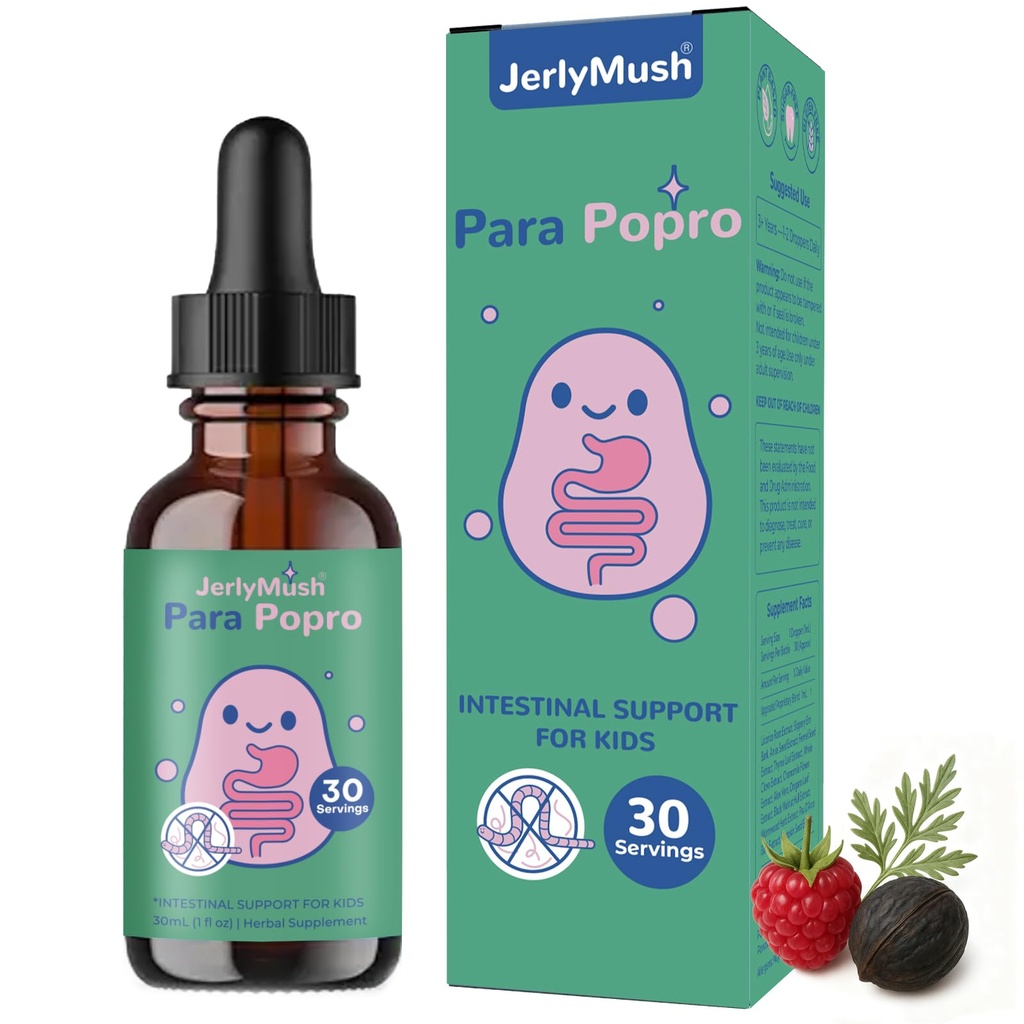 ParaPopro Herbal Blend for Humans & Kids - Wormwood Black Walnut Clove Cleanse for Kids, Digestive Support, Raspberry Flavor, 1fl oz/30 Servings