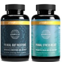 Primal Harvest Primal Gut Restore & Stress Relief Supplements for Women and Men Ashwagandha Extract Capsules and Colon Cleanse Pills Bundle