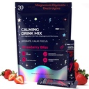Calm Magnesium Glycinate Powdered Drink Mix with Electrolytes –Sugar Free with Ashwagandha, L-Theanine, Vitamin B6 &GABA – Cortisol Support, Stress Relief, Hydration & Focus - 20 servings (Strawberry)