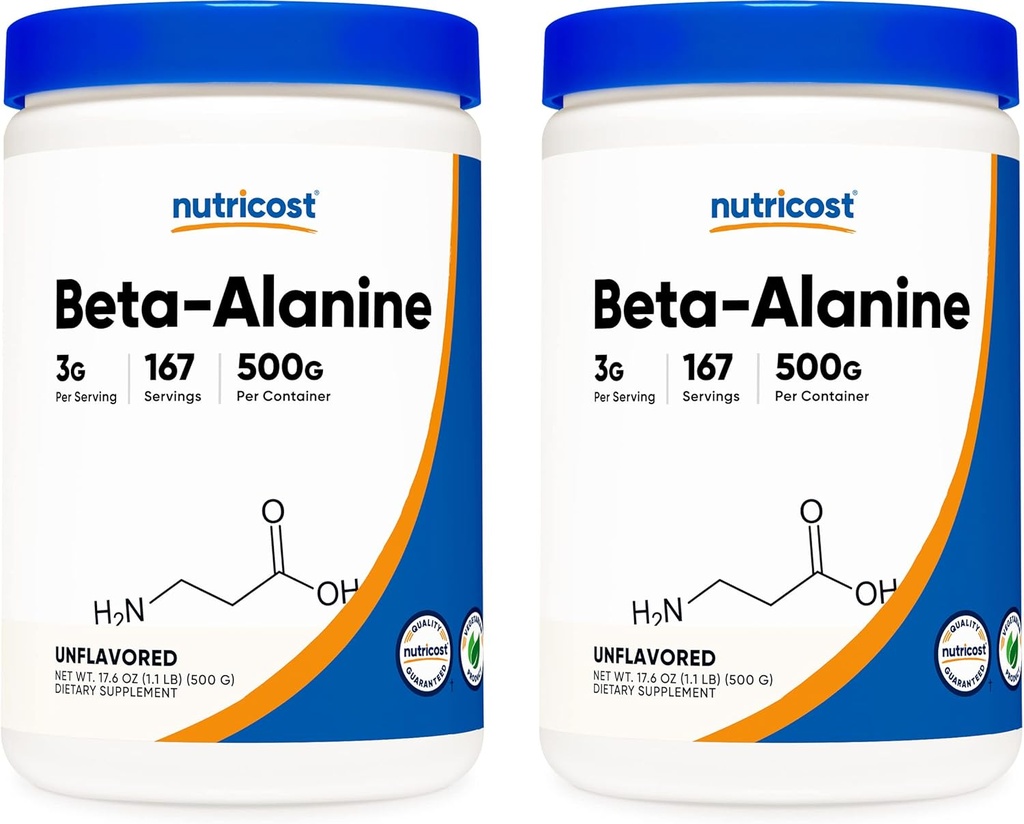 Nutricost Beta Alanine 500 Gram Flaschen (2 Packung für 1 KG) - Pure Beta Alanine