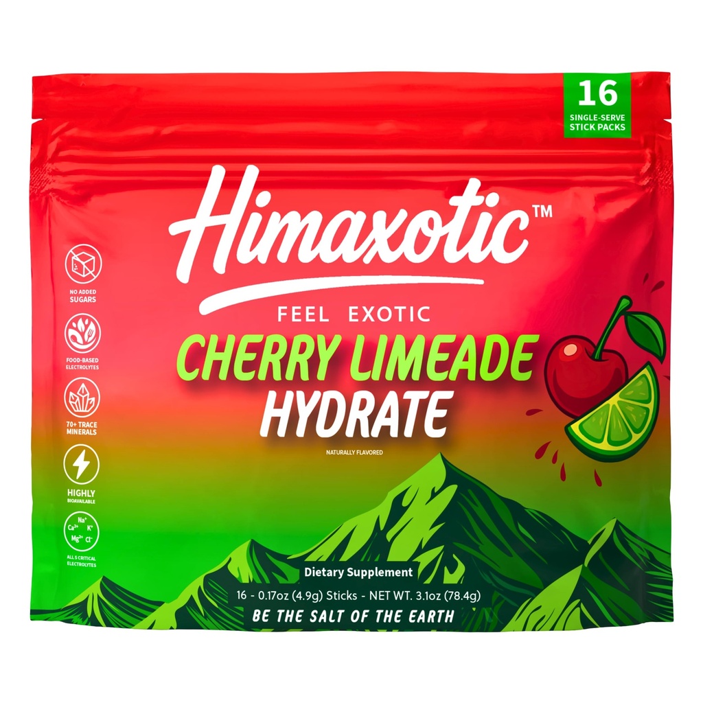 Himaxotic Cherry Limeade Hydrate, Electrolyte Drink Mix, 16 Single-Serve Sticks