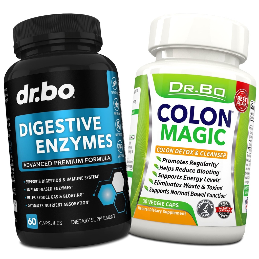 Digestive Enzymes Colon Cleanse Detox - Natural Bowel Cleanser Pills for Intestinal Bloating & Fast Digestive Cleansing for Bloating Relief for Women & Men - Daily Constipation Relief Gut Supplement