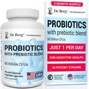 Dr. Berg Probiotic Supplement (60 Billion CFUs) - Helps Ease Occasional Constipation, Diarrhea, Gas & Bloating* - Pre and Probiotics for Digestive Health - 60 Probiotic Capsules