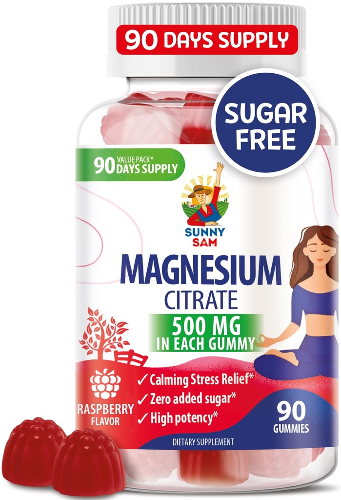 Magnesiumgummis für Kinder & Erwachsene - 500mg - Kalm Magnesium Kaugummis - Magnesium Citrat Kaubare Ergänzung für Mood & Muskelunterstützung