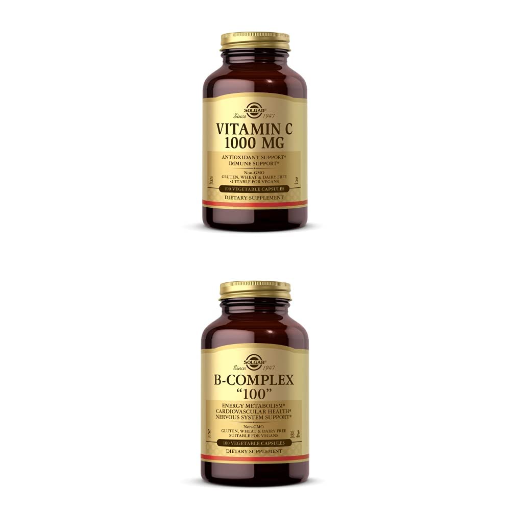 Solgar Vitamin C 1000 mg, 100 Vegetable Capsules - Antioxidant & Immune Support - Overall Health B-Complex 100", 100 Vegetable Capsules - Heart Health