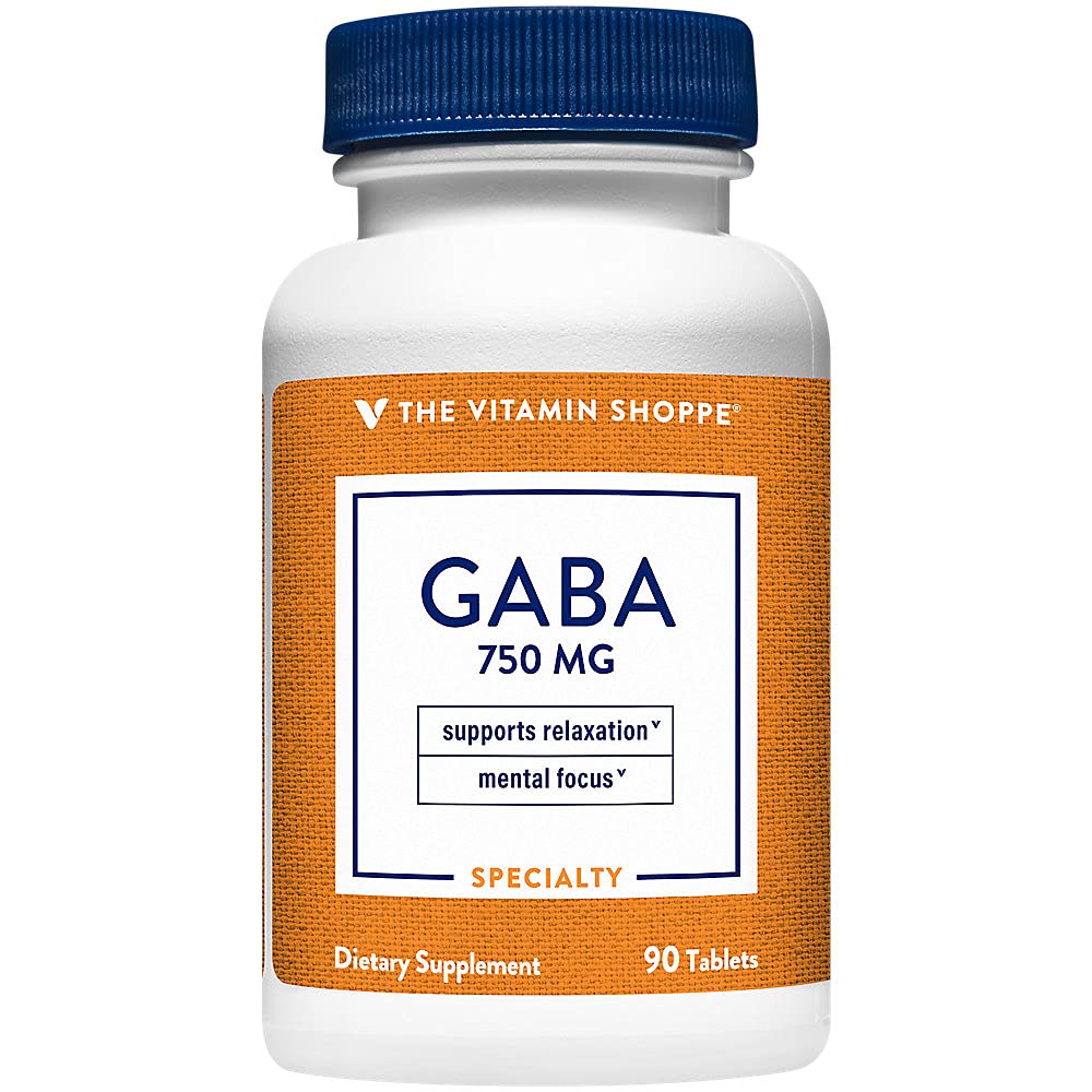 The Vitamin Shoppe GABA 750MG (Gamma-Aminobutyric Acid), Supports Relaxation, (90 Tablets)