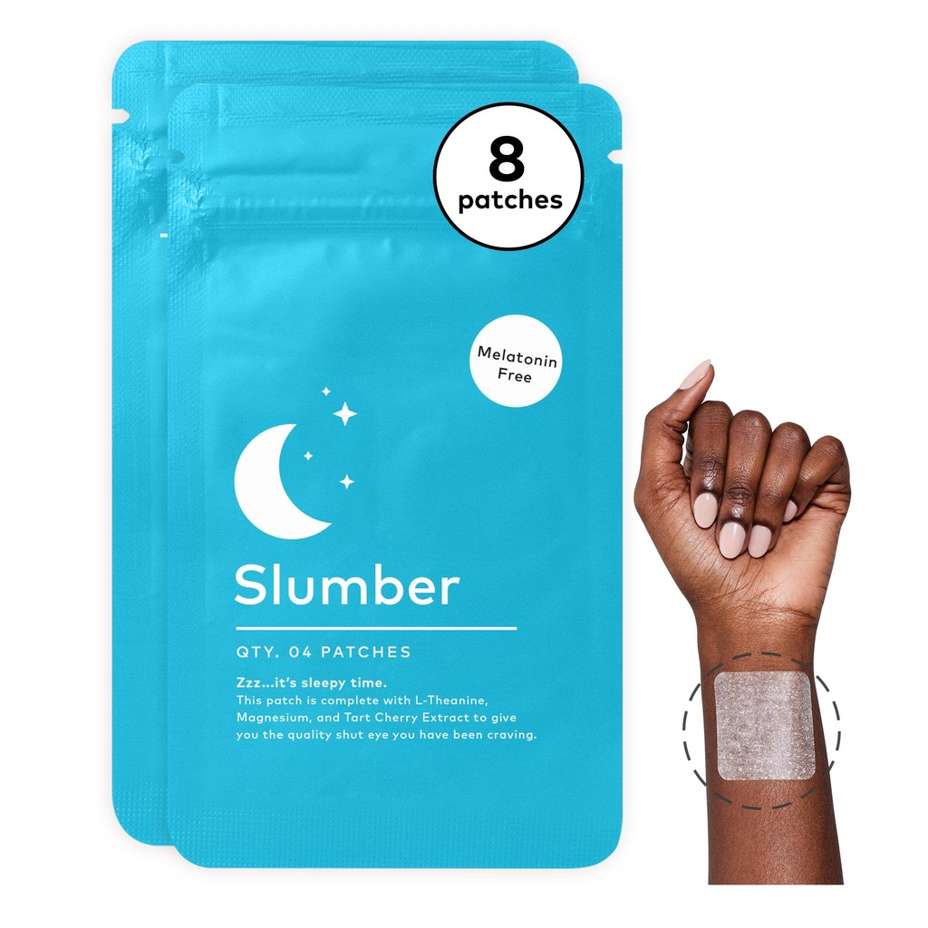The Good Patch Slumber Sleep Patch Support, Melatonin Free, Sustained Release, Natural Patch with L-Theanine, Magnesium, Tart Cherry Extract, Plant Powered Wearable Wellness (8 Total Patches)