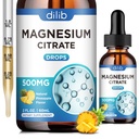 Magnesium Citrate Liquid Magnesium Drops Supplement 500mg-Support Stress Relief, Bone, Muscle, Mood, Sleep-2 Fl Oz, Vegan, Pineapple Flavor