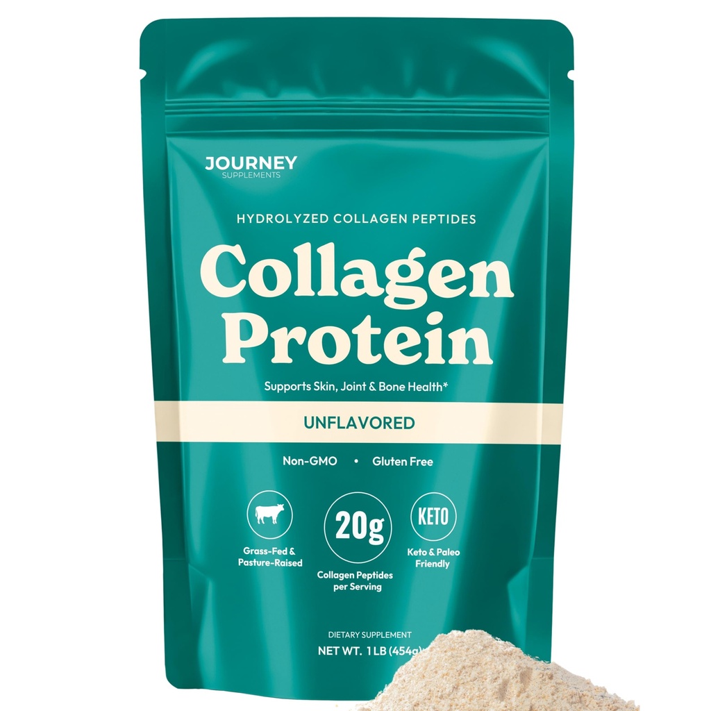 Collagen Peptides Powder, Unflavored, 1 lb – Supports Hair, Skin, Nail, Bone & Joint Health – Hydrolyzed, Grass-Fed, Gluten-Free, Keto-Friendly, Zero Sugar Protein Supplement.