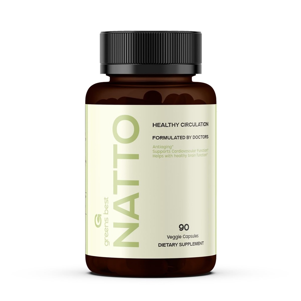 Greens Best Natto Capsules – Nattokinase, L-Arginine & L-Citrulline – Supports Healthy Circulation & Blood Flow – Promotes Heart & Cardiovascular Health – 90 Veggie Capsules
