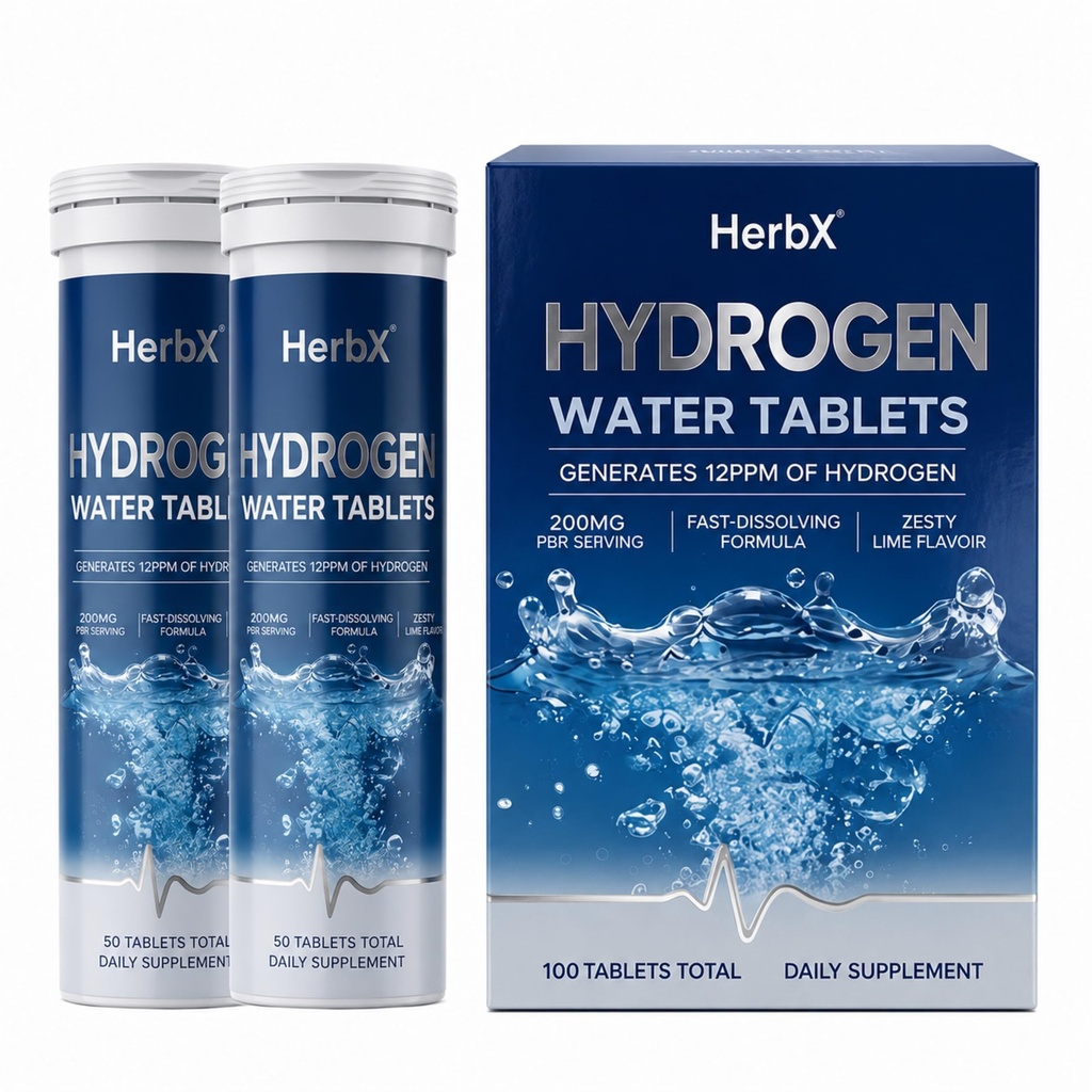 Hydrogen Water Tablets, Molecular Hydrogen Supplement for Cognitive Function & Energy, Create Water with Refreshing Hydration, 2 Bottles (100 Tablets Total), Upgraded Packaging Version