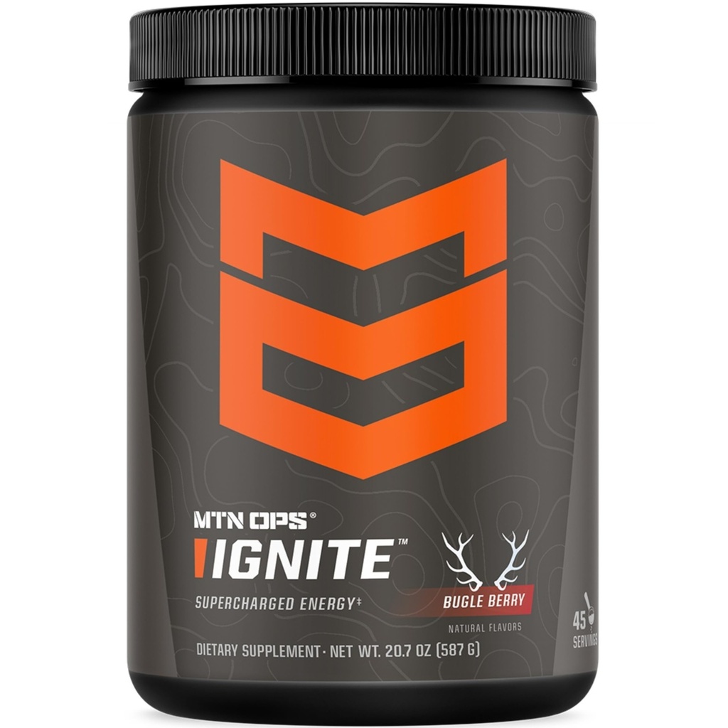 MTN OPS Zündung Energie-Getränk-Pulver, Glutenfreie Nootropic Supplement-Getränk-Mix, L Arginin, L Citrulline, Koffein & Nootropic Zucker-Freigetränk-Mix, 45 Servierungen, Bugle Berry