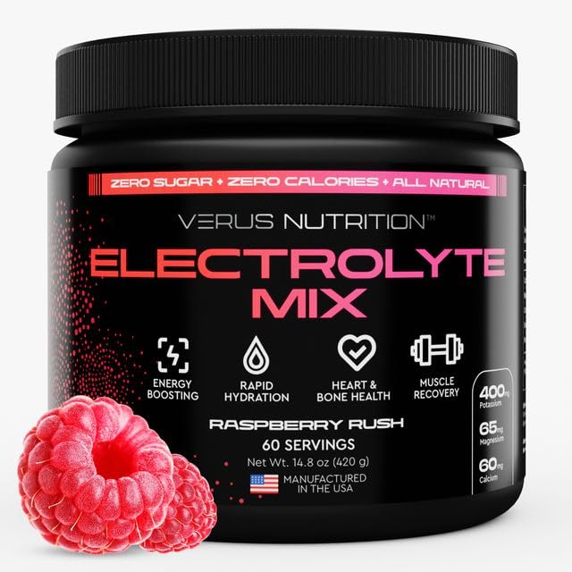 Electrolytes Powder No Sugar- Zero Calorie Hydration Powder | Sugar Free Electrolytes for Fasting, Keto & Vegan | Natural Ingredients Electrolyte Mix, 60 Servings