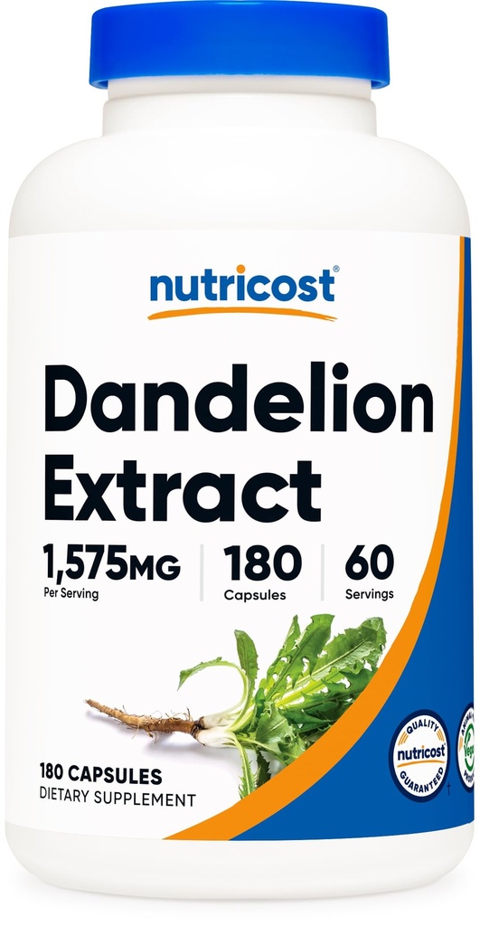 Nutricost Dandelion Extract 180 Capsules for 60 Servings Per Bottle - Vegan, GMO Free and Gluten Free