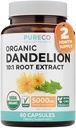 USDA Organic Dandelion Root Extract - High Potency 10:1 Dandelion Root Supplement with 5000mg Herbal Equivalent Strength for Liver Cleanse Detox & Repair Support - Vegan & Non-GMO (2 Month Supply)