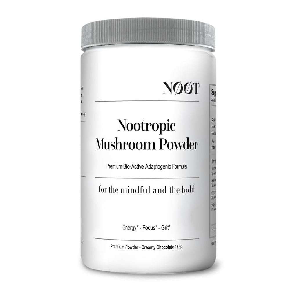 NOOT Nootropic Mushroom Powder – Mushroom Supplement, Creamy Cocoa Powder with Lions Mane, Reishi, Chaga & Cordyceps, Adaptogen Supplements, Biohacking Products, Adaptogen Drink Mix, 1 Month Supply