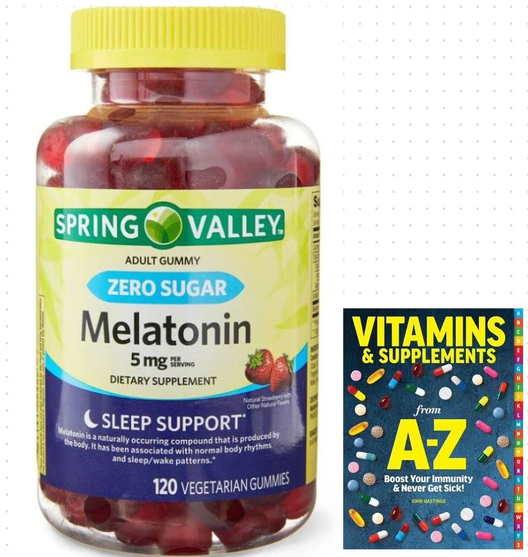 Spring Valley Melatonin Gummies Dietary Supplement, 5 mg, 120 Count +Better Guide Vitamins &Supplements