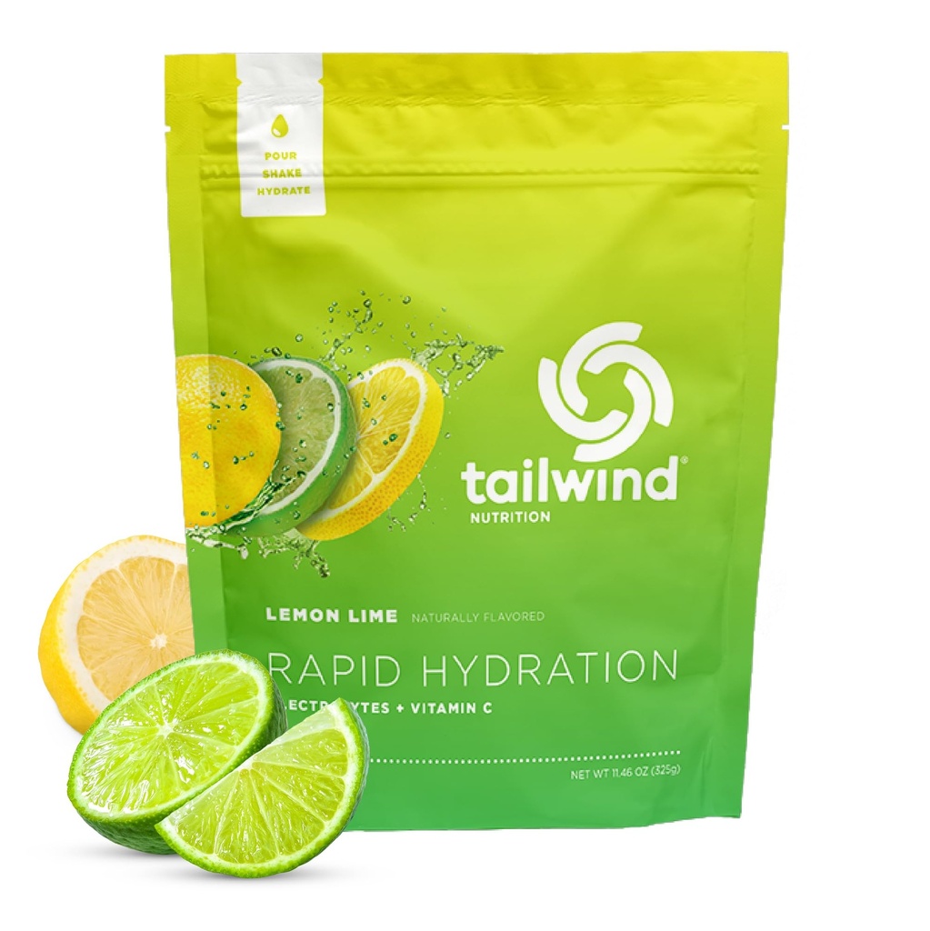 Tailwind Nutrition Rapid Hydration, Quick Hydrating Electrolyte Drink Mix with Vitamin C and Sea Salt, Lemon Lime, 25 Servings