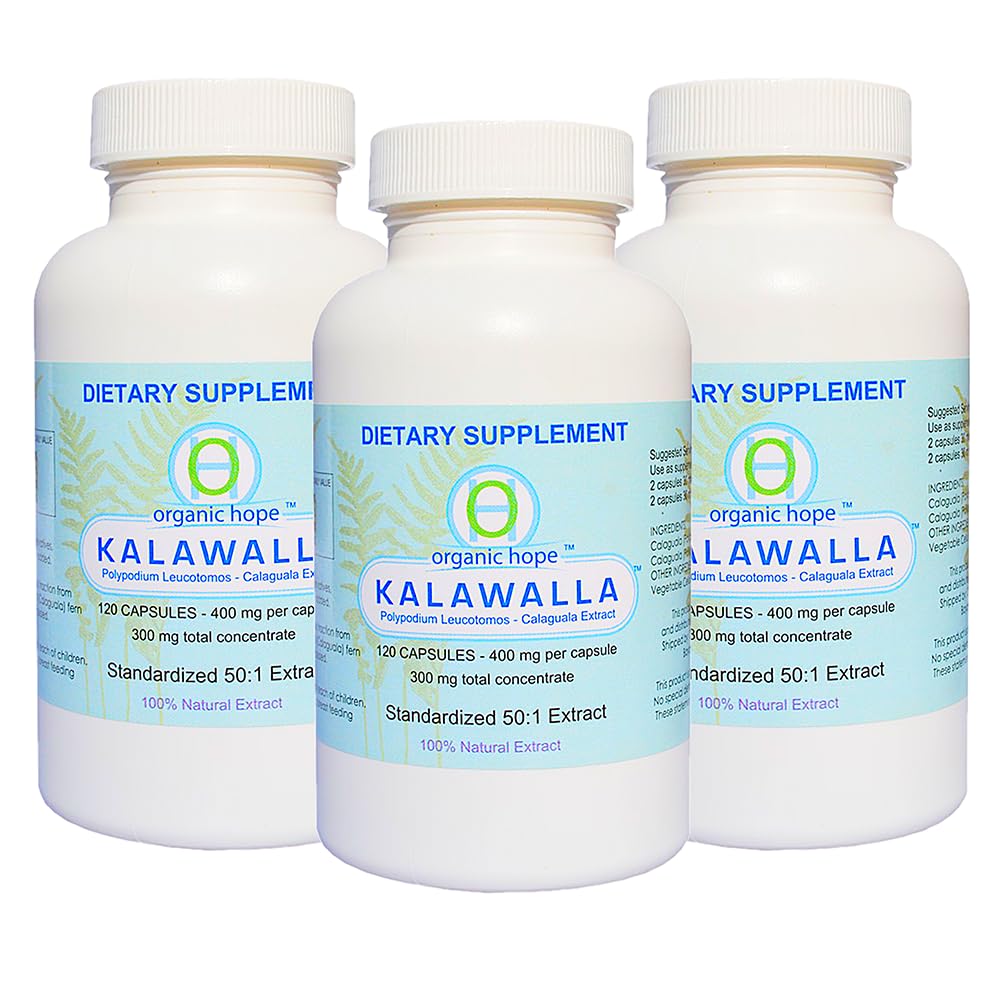 Organic Hope with Polypodium Leucotomos for Immune System Support, Highest Potency 50:1 Extract Ratio 400mg. (3 Pack - 360 Veggie Caps) Save $12