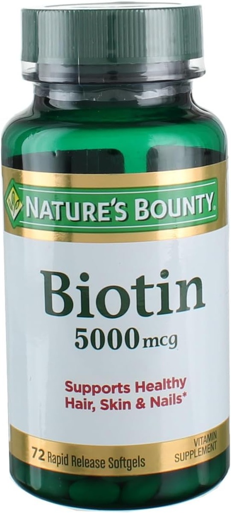 Nature's Bounty Super Potency Biotin 5000mcg - 72 Softgels (Pack von 2)